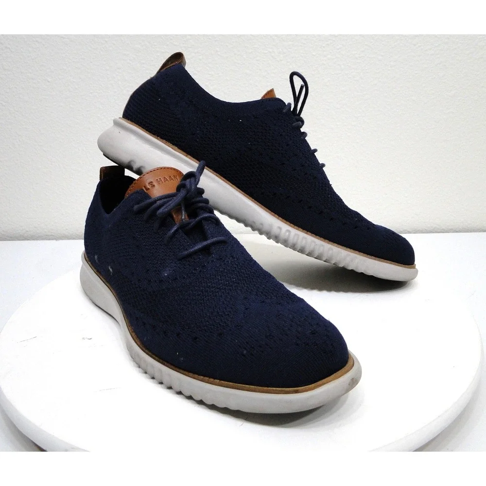 Cole Haan 2.ZeroGrand Stitchlite Wingtip Oxford Marine Blue Mens 10 D C27569